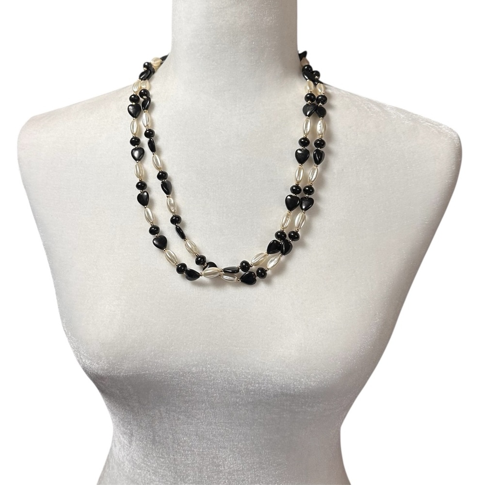 Black and Silver Tone Beaded Necklace